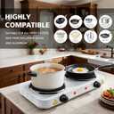 Electric Hot Plate, 2200W Countertop Burner, Cast Iron 2 Burners, Portable Electric Burner Stove, Portable Double Burners for Cooking,Easy to Clean, Black