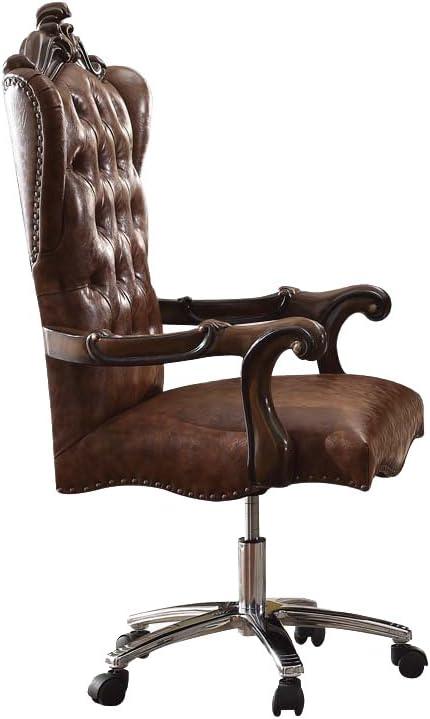 Acme Versailles Executive Chair in 2 Tone Light Brown PU & Cherry Oak