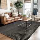 Natural Cotton Woven Rugs 4x6 ft Washable Black Boho Reversible Bedroom Area Rug Modern Farmhouse Indoor Accent Kitchen Rug Floor Carpet for Ding Room Living Room