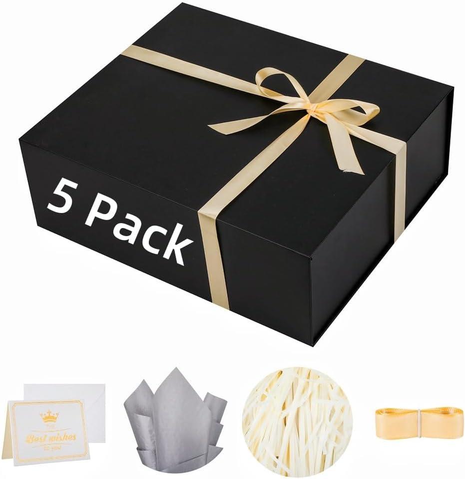 UoeRing 5 Pack Black Extra Large Gift Box 17x14.5x6 Inch Magnetic Lid, 1 Count