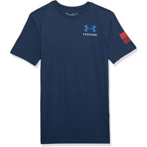 Under Armour Boys New Freedom Flag T-Shirt (Large, (408) Academy / Steel / Red)