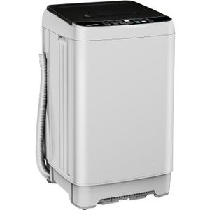 17LBS Full Automatic Portable Washer & Spinner Combo, 10 Programs 8 Water Levels, Compact Laundry Machine for Apartment RV Dorm, White