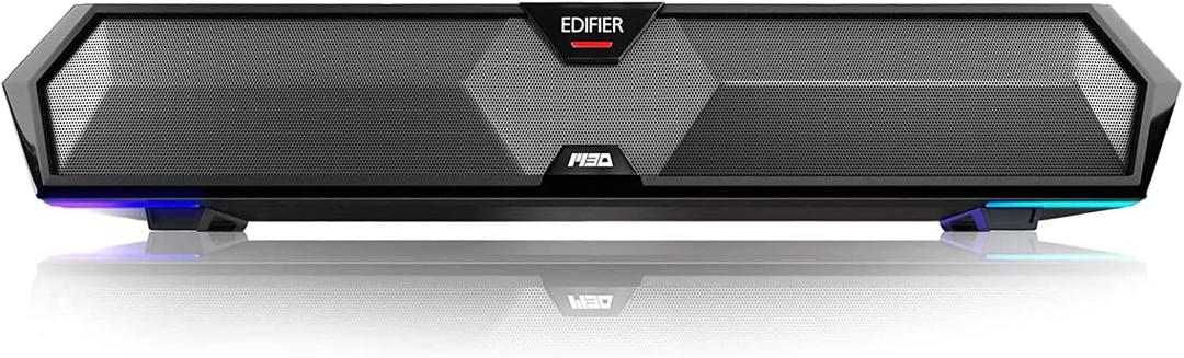 Edifier MG300 Computer Sound Bar: Loud Speakers with Deep Bass - Switch RGB Built-in Microphone for Gaming Speakers Wireless Bluetooth 5.3 & USB Adapter PC Sound Bar for Desktop, Black