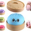 Dumpling Squishy, Dumpling Squishy Mystery Box, Cute Big Squishy Dumpling Stress Ball Fidget Sensory Toy for Adults Anxiety Relief, Novelty Squeeze Ball for Office Desk (Blue)