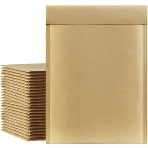 UCGOU Natural Kraft Bubble Mailers 10.5x16 Inch 25 Pack Usable Size 10.5x15 Brown Padded Envelopes #5 Large Packages Self Sealing Tear Resistant Boutique Bulk Shipping Bag for Clothes Book and More