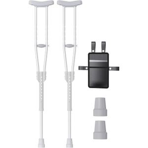 Aluminum Crutches for Adults & Seniors, Adjustable Crutches for Walking, Comfortable Lightweight Crutch with Underarm Pad & Crutch Bag & Hand Grip, 300 LB Weight Capacity, Fitting 5'8"-6'6", 1 Pair