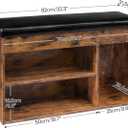 HOOBRO Shoe Storage Bench with Cushion, 32.3'' Entryway Bench with Lift Top Hidden Storage and Adjustable Shelves, Wooden Shoe Rack Bench for Entryway Bedroom, Rustic Brown and Black BF40HX01