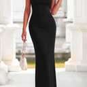 BTFBM Spring Dress for Women Sleeveless Solid Bodycon Homecoming Prom Cocktail Wedding Guest Dresses Summer Clothing (Black, XXL)