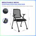 PRO, Stackable & Foldable Conference Room Chairs with 2X Thick Cushion, Lumbar Support, Armrest - Mesh Bouncing Back for Office Meeting, Conference, Training Room Chair 1 Pack