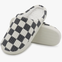 Women House Fuzzy Slippers - Plaid Scuff Checkered Slip-on Memory Foam Indoor Outdoor Comfortable Soft Slides, Size 38-39