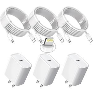 10FT iPhone Fast Charger, 3Pack Extra Long[Apple MFi Certified]iPhone Charger Fast Charging Quick 10Foot USB C to Lightning Cable Cord Adapter Block for iPhone 14 Pro Max/14 Plus/13/12Mini/11/XS/X/iPad