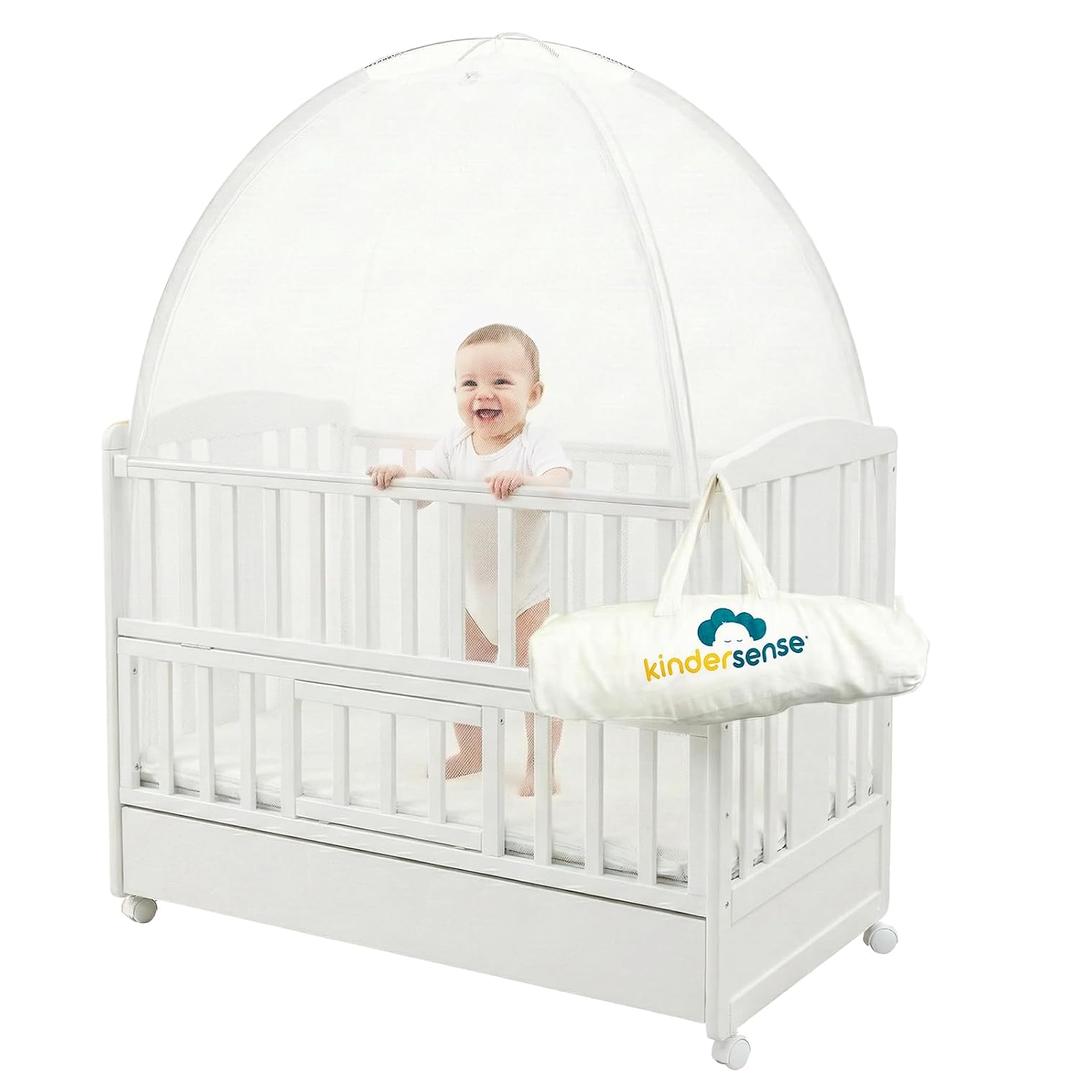 KinderSense - Baby Safety Crib Tent - Premium Toddler Crib Topper to Keep Baby from Climbing Out - See Through Mesh Crib Net - Mosquito Net - Pop-Up Crib Tent Canopy