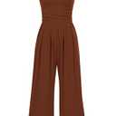 PRETTYGARDEN Womens Summer Jumpsuits Dressy Casual One Piece Outfits Sleeveless Mock Neck Wide Leg Pants Rompers with Pockets (Brown,Small)