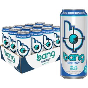 Bang Energy Blue Razz, Sugar-Free Energy Drink, 16-Ounce (Pack of 12), BB 05/28/2026
