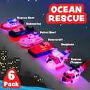Tub Works Ocean Rescue Vehicles Light Up Bath Toys, 6 Pack | Water-Activated Light Up Toys Flash & Change Color | Easy-Grip Baby & Toddler Bath Toys | Sensory Toys with Bath Lights for Kids Bath