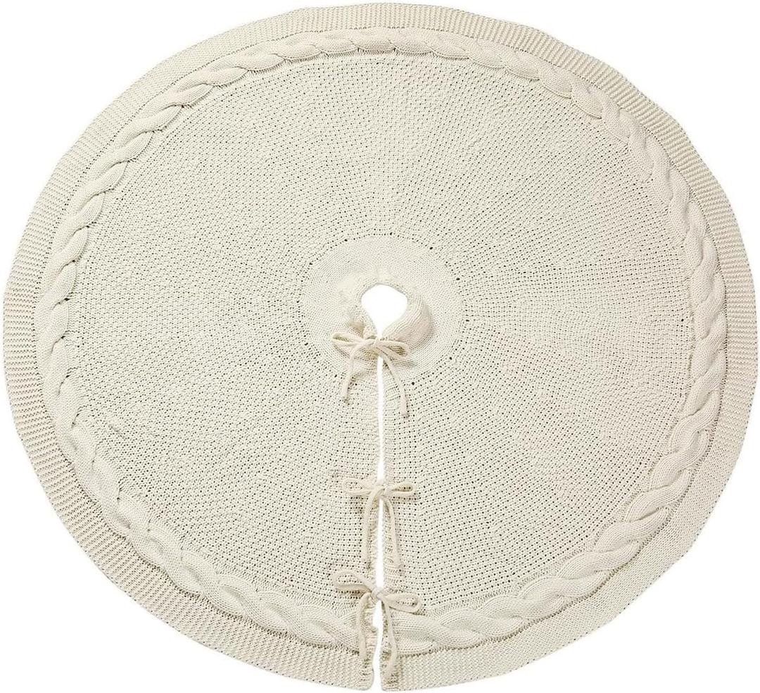 Christmas Tree Skirt Xmas Decor Ornament Christmas Decoration for Holiday Doorway, White 36inch