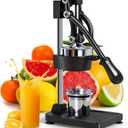 Manual Cast Iron Citrus Juicer,Commercial Hand Press,Heavy Duty Countertop Squeezer for Fresh Orange Lemon Juice,Stable When Pressed,Easy to Use & Clean (black)