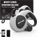 HCY&WLD Upgrade 3-in-1 Retractable Dog Leash with Integrated Dispenser & Poop Bags, 26 ft Heavy Duty Dog Leash with Anti-Slip Handle for Dogs up to 110 lbs, 360° Tangle-Free, One Button Brake & Lock