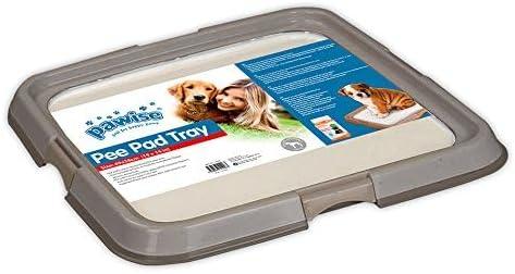 PAWISE Dog Training Pee Pad Holder Tray, Indoor Puppy Potty Pee Pad Floor Tray Dog Toilet, 24''X24', Large, White  PAWISE Dog Training Pee Pad Holder Tray, Indoor Puppy Potty Pee Pad Floor Tray Dog Toilet, 24''X24', Large, White