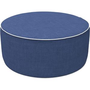 LVTXIII Outdoor/Indoor Inflatable Ottoman, All Weather Water-Repellent Round Footrest Stool with Handle, D21x H9 Portable Pouf for Patio Garden Camping or Home-Navy Textured
