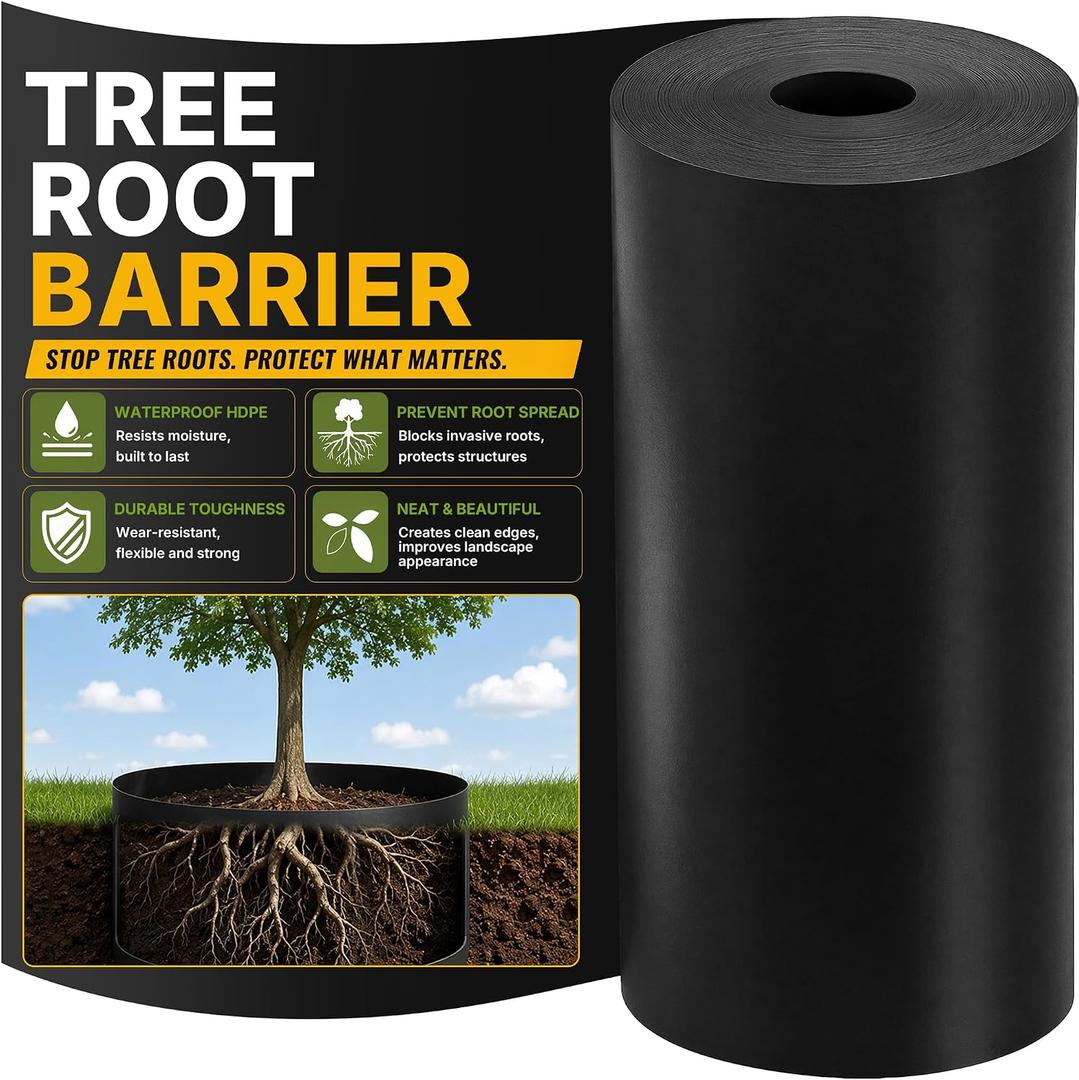 Tree Root Barrier 30in x 33ft x 60mil Tree Root Barrier Heavy Duty Bamboo Barrier Protects Sidewalks Roads and Driveways