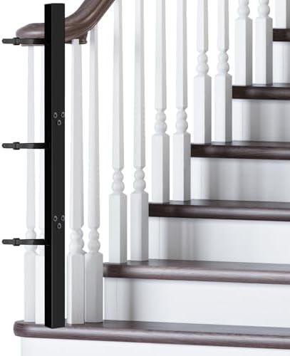 Chunful Universal Baby Gate Banister Adapter Wood No Hole Stairway Banister Adapter Mounting Kit for Pet Fit Round, Square, Irregular Post up to 42" Tall, Gate Not Included (Black)