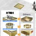 6 Inch Gold Shower Drain, Modern 2-in-1 Tiled Shower Drain - 304 Stainless Steel Square Shower Floor Drain for Bathroom, Brushed Gold Drain Shower with Tile Insert Grate Removable, Hair Strainer