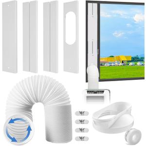 Portable Air Conditioner Window Vent Kit with 80" Length Hose, Adjustable Window Seal with 5.9 Inch Diameter for Ducting Universal Portable AC Seal Panel for Horizontal & Vertical Window