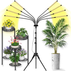 Grow Lights for Indoor Plants [ 8 in1 ], Full Spectrum Plant Lights for Indoor Growing with Tripod Stand, Auto On/Off Timing 4/8/12H, LED Grow Lights for Indoor Plants. (Sunlike 8 Arms)