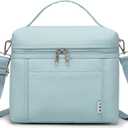 NOL Natural Organic Lifestyle Insulated Lunch Bags for Women Cooler Bag Lightweight Nylon Waterproof Lunch Box For Work 8 Liters (Light blue, Medium)