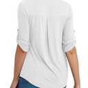 a.Jesdani Women's Plus Size Tops 3/4 Roll Sleeve V Neck Blouses Tunic Top (M)