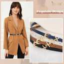 2 x JASGOOD Women Skinny Leather Belt for Pants Jeans Ladies Thin Waist Belt for Dress (Suit for waist size 37"-41", B-black+brown+beige+navy Blue)