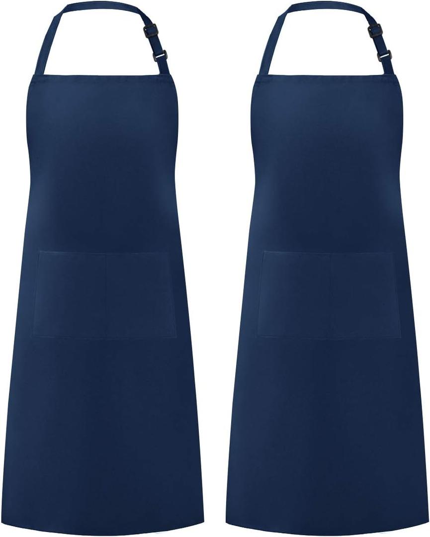 Syntus Adjustable Bib Apron with 2 Pockets Cooking Kitchen Aprons for Women Men Chef (Blue Dark)