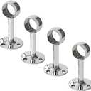 2 x Alise Curtain Rod Holder Bracket 1''Dia,Closet Rod Holders Wall Mount,Ceiling Mounted Curtain Rod Flange Brackets,Ceiling Curtain Rods Brackets for Bathroom Curtain,Stainless Steel Chrome Finish,4 Pcs