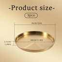 12 Inch Gold Round Serving Tray, 3 Pack Stainless Steel Coffee Table Tray, Modern Decorative Vanity Trays for Coffee Table Bar Vanity Bathroom Candle Display