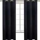 BGment Black Blackout Curtains for Bedroom 63 Inches Long, Black Out Room Darkening Light Blocking Thermal Insulated Grommet Window Drapes for Summer Heat, Each Panel 42 Inch Wide