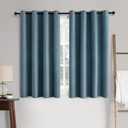 MIULEE Linen Texture Curtains for Bedroom Solid 100% Blackout Thermal Insulated Dusty Blue Curtains Grommet Room Darkening Drapes Luxury Decor for Living Room Nursery 52x63 Inch (2 Panels)