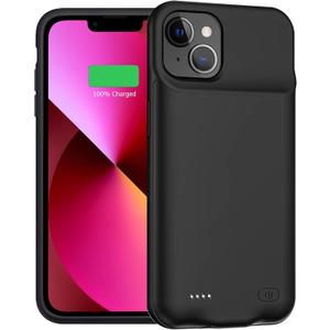 Battery Case for iPhone 13 Mini, Enhanced 6500mAh Ultra Thin Portable Protective Power Smart Charging Case Compatible with iPhone 13 Mini (5.4 inch) Rechargeable Extended Battery Charger Case (Black)