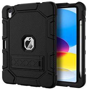 Azzsy Case for iPad (A16) 11th Generation 11 Inch 2025 / iPad 10th Generation 10.9 Inch 2022, [Built-in Pencil Holder] Heavy Duty Shockproof Rugged Protective Case, Black