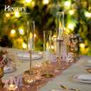 Hewory Gold Candle Holders Hurricane Candlestick Holders, 12Pcs Candle Stick Candle Holder Candelabra, Taper Candle Holders with Glass Candle Cover for Wedding Table Centerpiece Christmas Decor