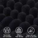 Headboard Pillow + A Long Neck Roll Pillow Body Pillow，Faux Fur Headboard Wedge Pillow with Removable Cover (Black, Full：54x8x20 inches)