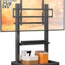 Perlegear Rolling TV Stand for 32-110 TVs up to 250 lbs, Outdoor TV Stand with Large Wheels, Handle & Power Outlet, Height Adjustable Mobile TV Cart with Wood Shelf, Max VESA 800x600mm, PGTVMC24B