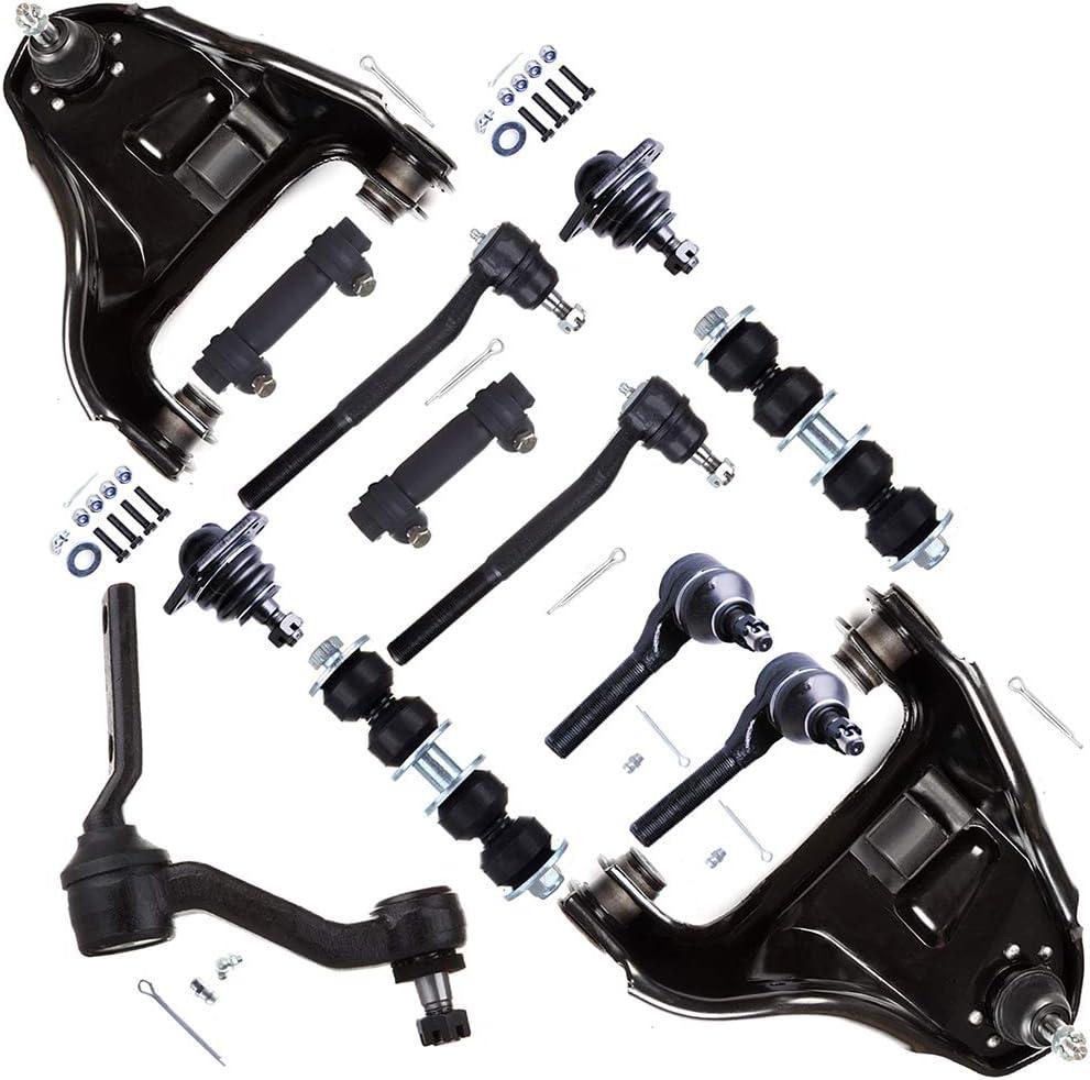 SCITOO 13pcs Suspension Kit 2 Front Upper Control Arm And Ball Joint 2 Lower Ball Joint 1 Idler Arm 2 Sway Bar 2 Inner 2 Outer Tie Rod End 2 Adjusting Sleeve fit for Chevy Blazer S10 for GMC for Isuzu
