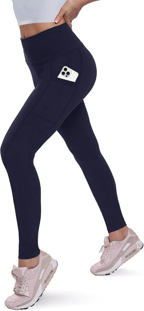 QGGQDD Fleece Lined Leggings Women - Soft Tummy Control High Waisted Winter Thermal Warm Yoga Pants for Workout Hiking, XX-Large, Navy Blue