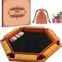 1-6 Players Shut The Box Dice Games, Wooden Board Table Math Game with 16 Dice and Instructions, Classics Close The Box Board Game for Adults Kids, Family Classroom Home or Bar