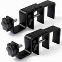 Over Blinds Curtain Rod Brackets for Outside Mounted, No-Drill Blinds Curtain Rod Holders for 1.3-2" Rectangular Headrails, Tool-Free & No Wall Damage, Apartment & Renter Friendly (Set of 2, Black)