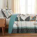 BEDIFANY Cotton King Size Quilt Sets, Lightweight King Quilt Bedding Set (98 x 106 inch) Garden Style Floral Bedspread King Size Coverlet Set for Bed Decorations - All Seasons, 3 Pieces