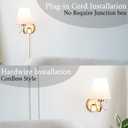 TREELAND Antique Brass Bow Wall Sconces with 110V Dimmable Remote Bulb, 3 Color Tempture, Timmer Function, Hardwire or Plug-in Cord Set of Two Vintage Gold Wall Lamp Light for Bedroom Living Room
