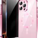 Astter for iPhone 16 Pro Max Case with Privacy Screen Protector & Full Camera Protection,Magnetic iPhone 16 ProMax Cover,Compatible with MagSafe Phone Case for 16 Pro Max-Pink