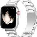 V.R.HOPE Resin Watch Band Compatible with Apple Watch Band for Women 42mm 44mm 45mm 46mm49mm Fashion Lightweight Bracelet Strap for iWatch Series Ultra3/11/10/9/8/7/6/5/4/3/2/1/SE3 (Clear)